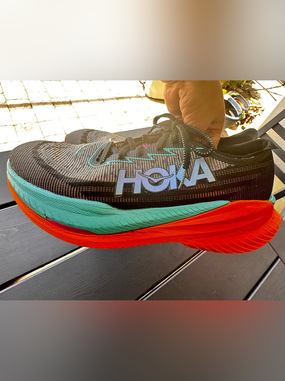 Men's Hoka Mach X 2, Black/Electric Aqua, 12.5 D Medium US - Picture 5 of 8